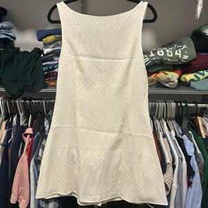 L White Cocktail Dress with plunging v-neck back and beautiful gem accents
